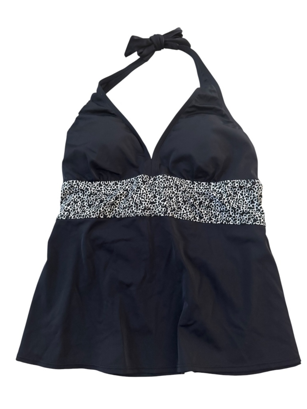 Inches Off Black and White Halter Tankini Top Size 16